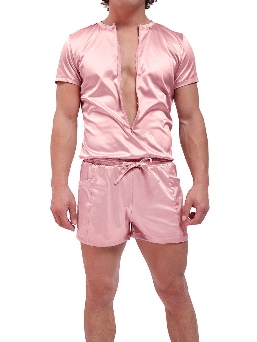 men's pink silk romper - XDress UK