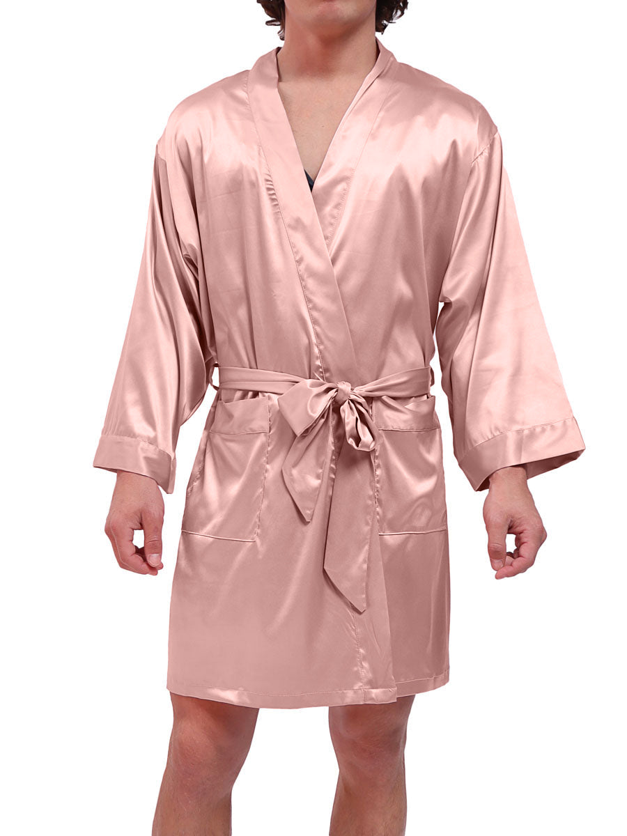 men's pink silk robe - Body Aware UK