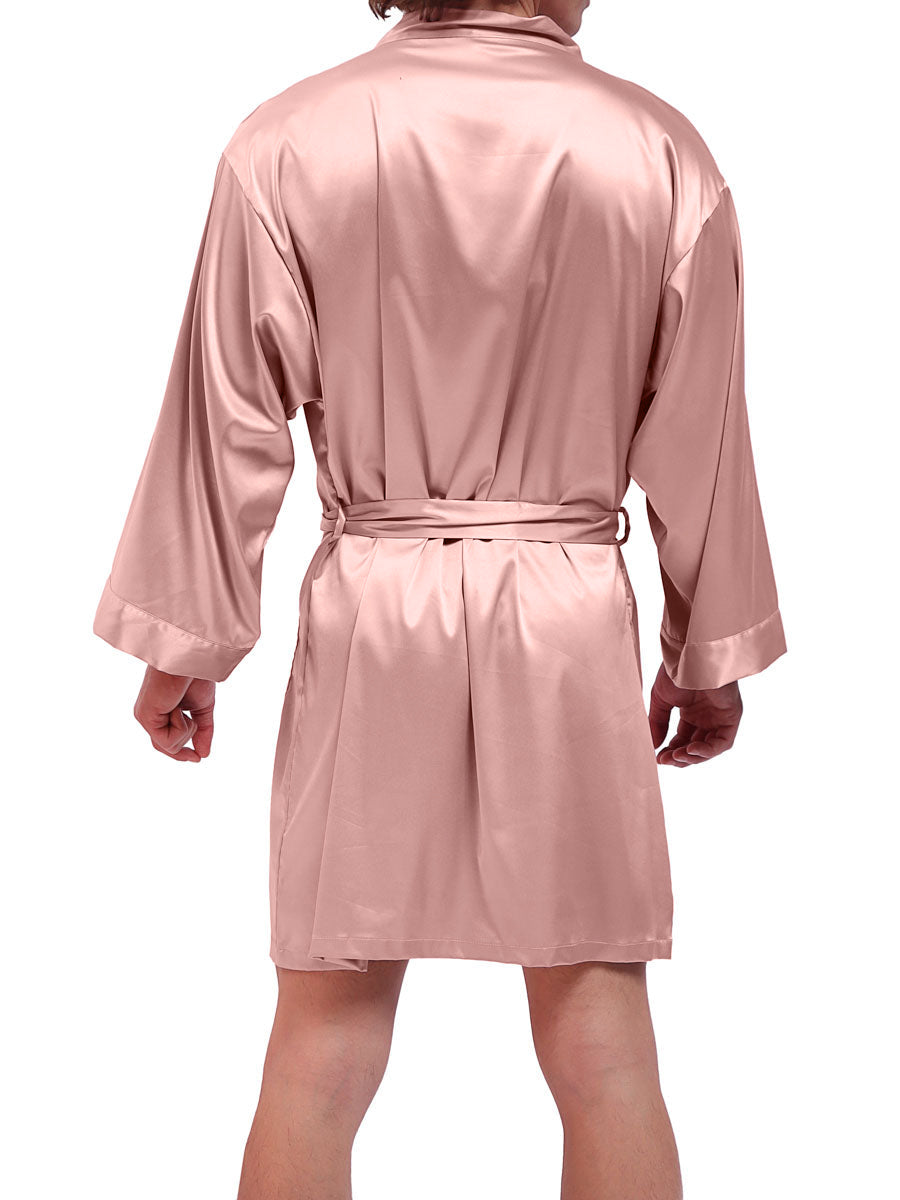 men's pink silk robe - Body Aware UK