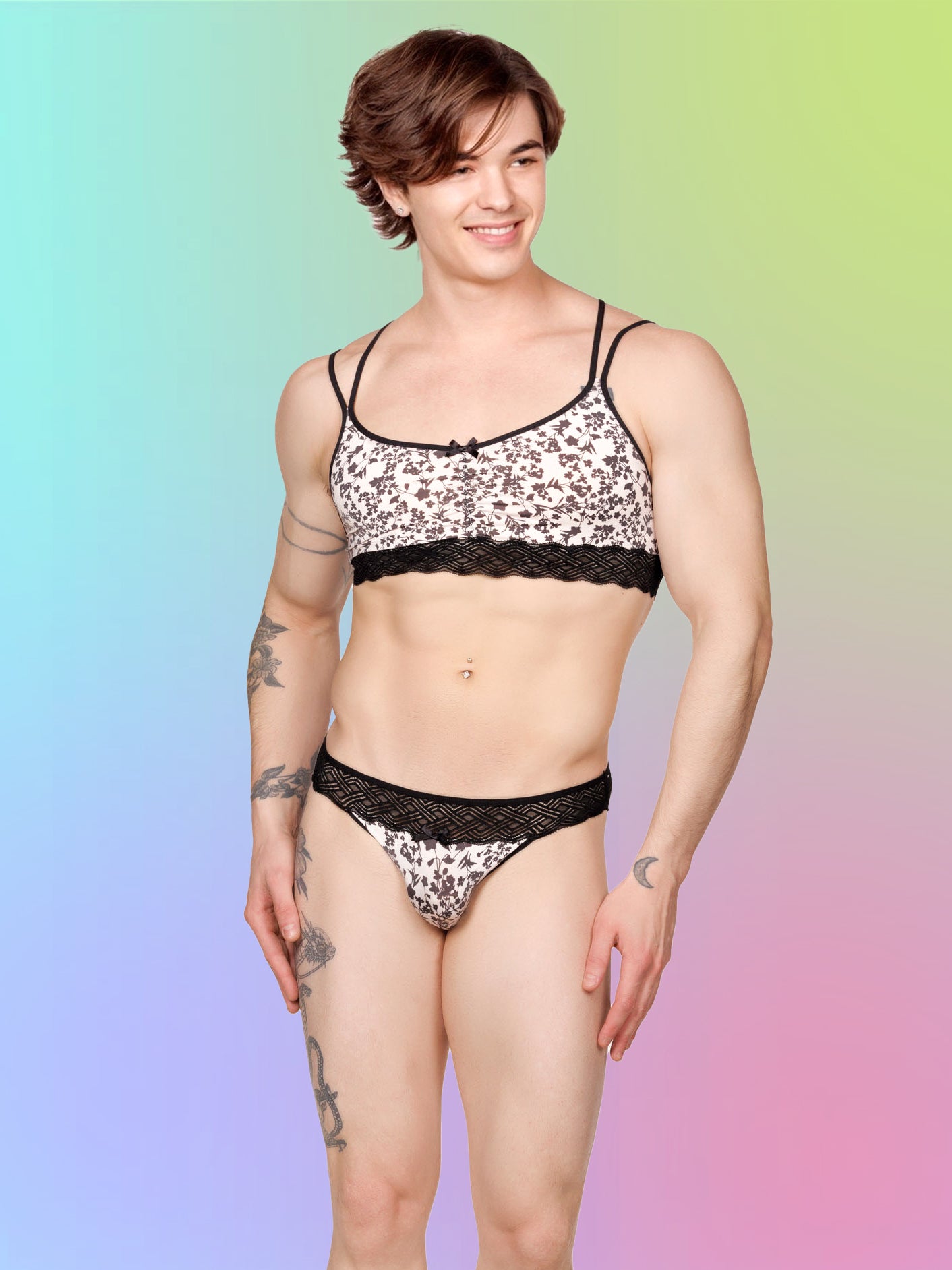 Men's Floral Bra Sexy Lingerie For Men XDress UK1