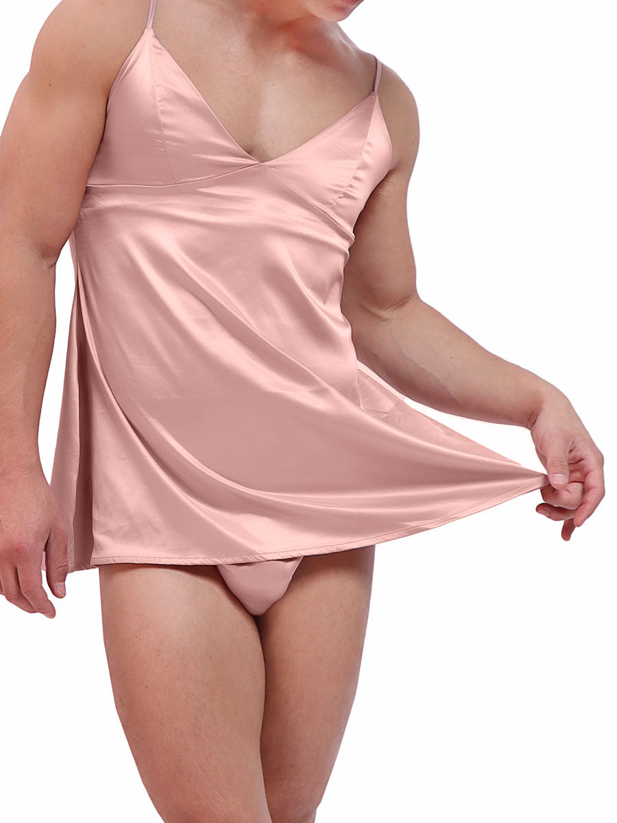 men's pink silk nightie - XDress UK