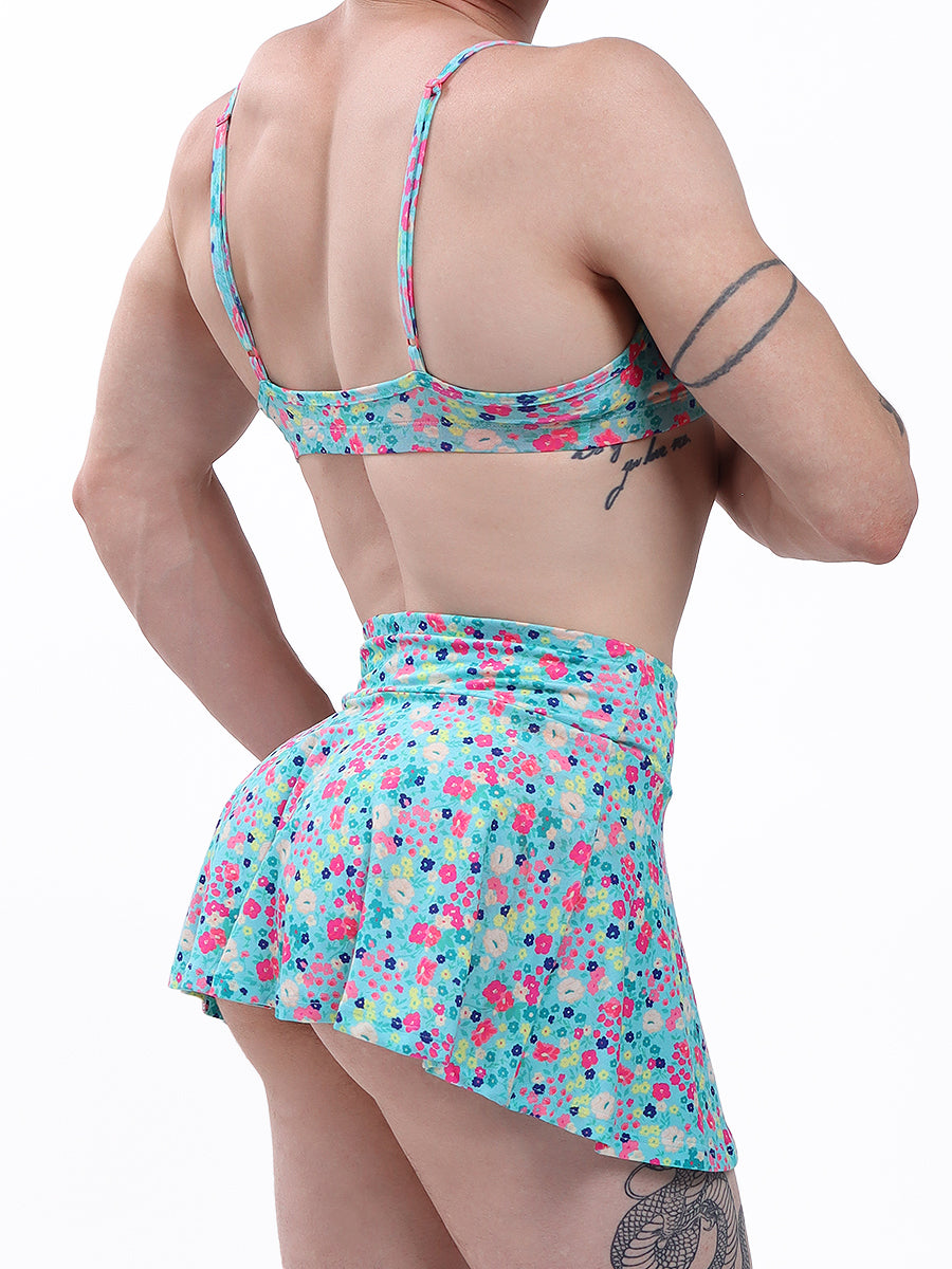 Men's aqua floral mini skirt - XDress UK