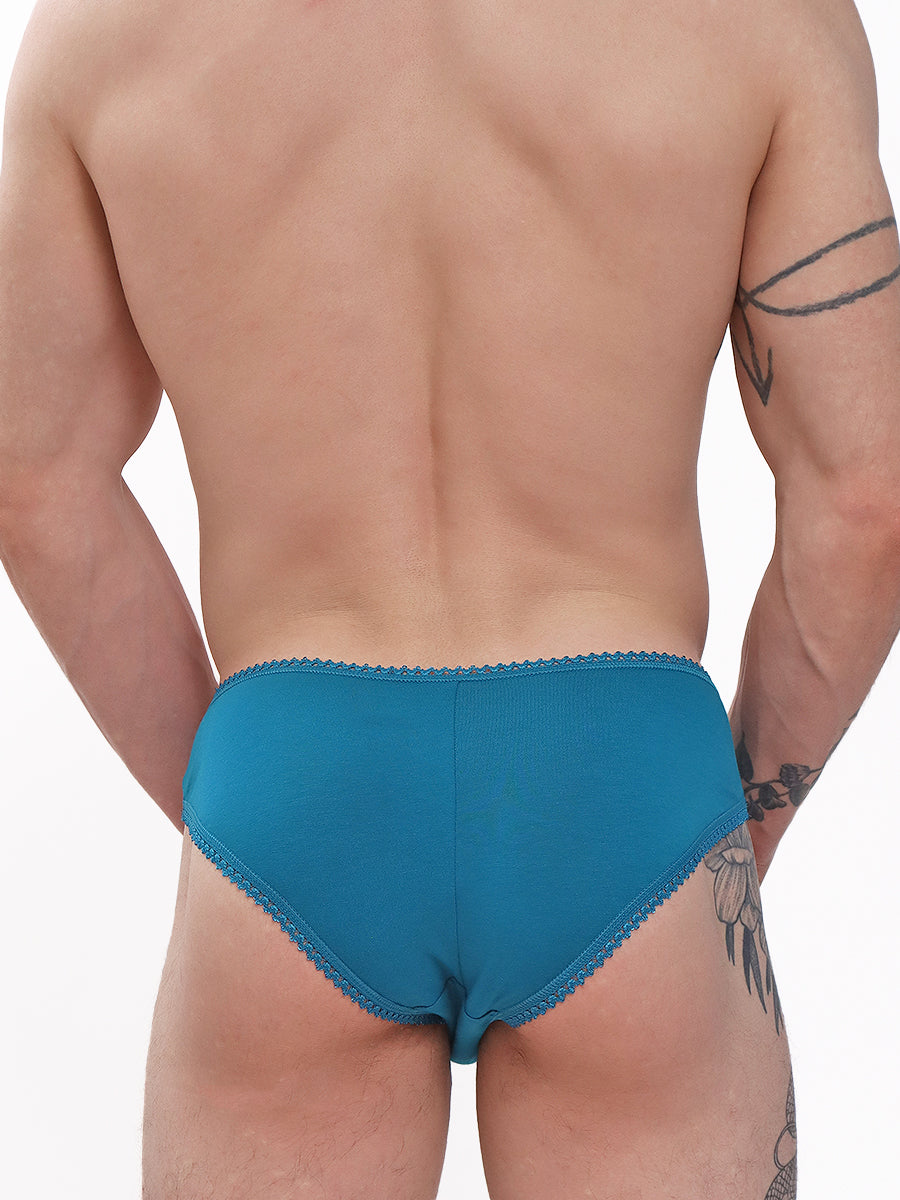 men's blue organic cotton picot edge panty - XDress UK