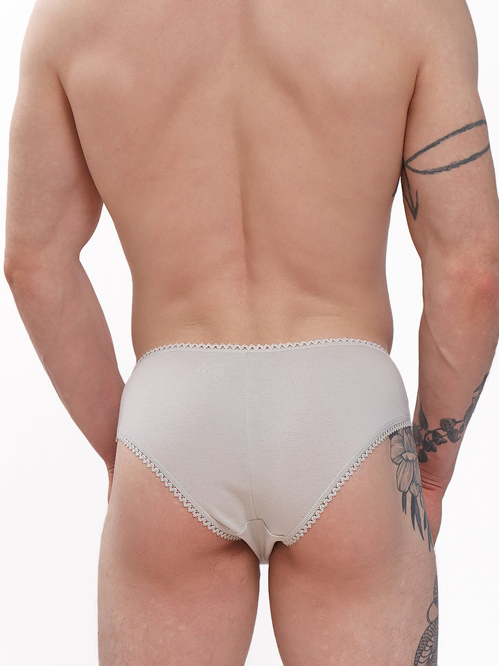 men's grey organic cotton picot edge panty - XDress UK
