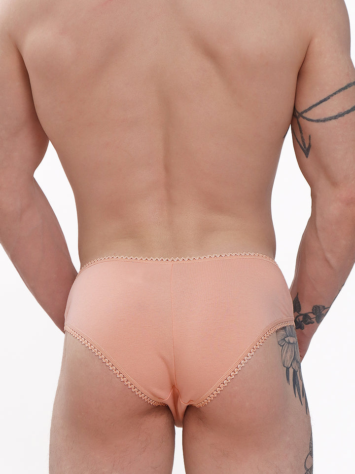 men's pink organic cotton picot edge panty - XDress UK