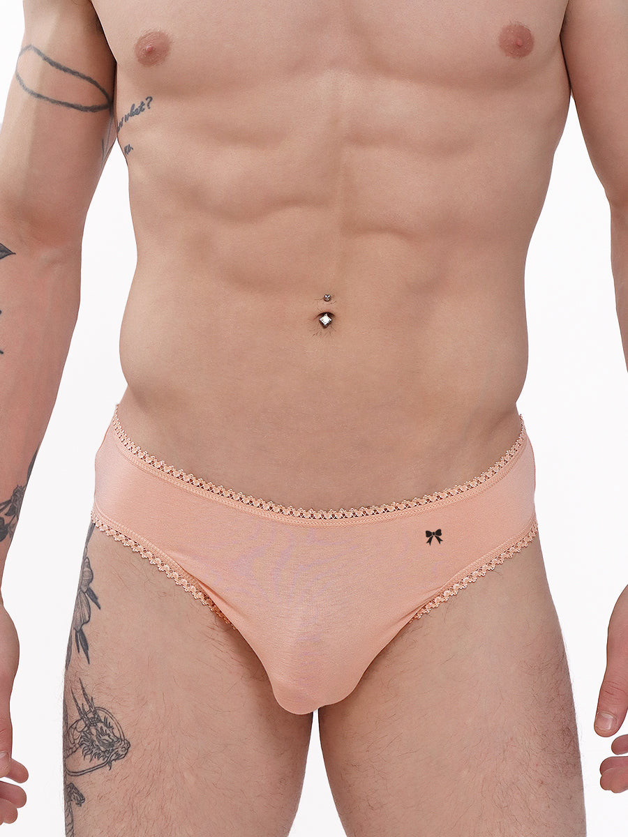 men's pink organic cotton picot edge panty - XDress UK