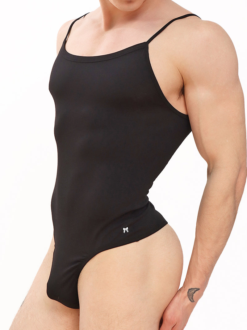 men's black cotton thong bodysuit - XDress UK