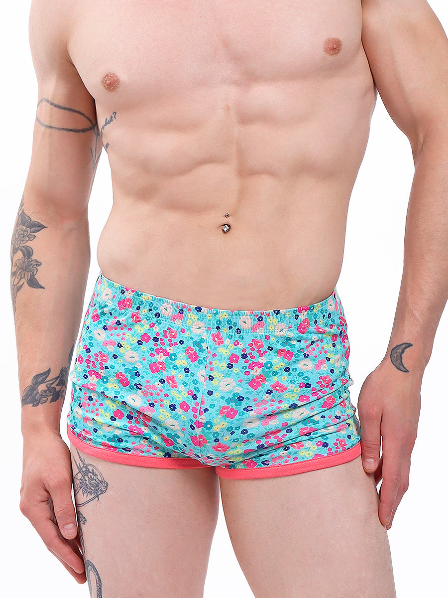 men's blue floral print shorts - XDress UK