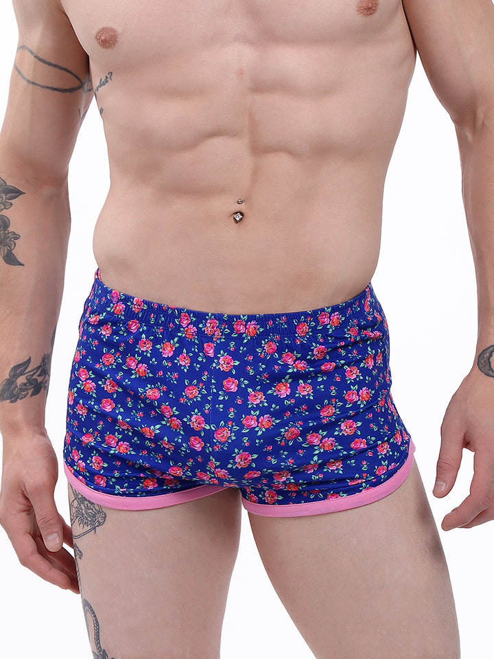 men's navy blue floral print shorts - XDress UK