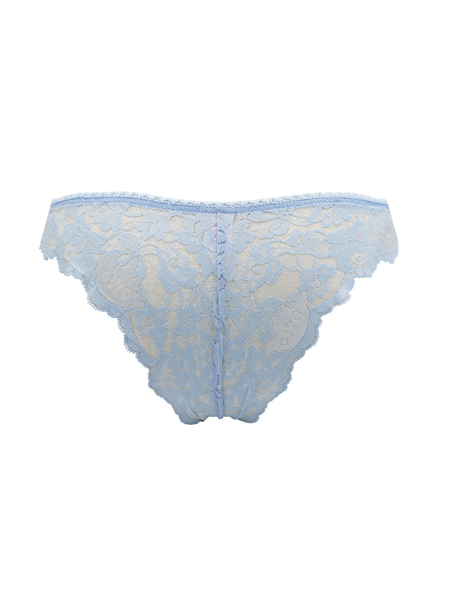 Light blue lace underwear on a white background