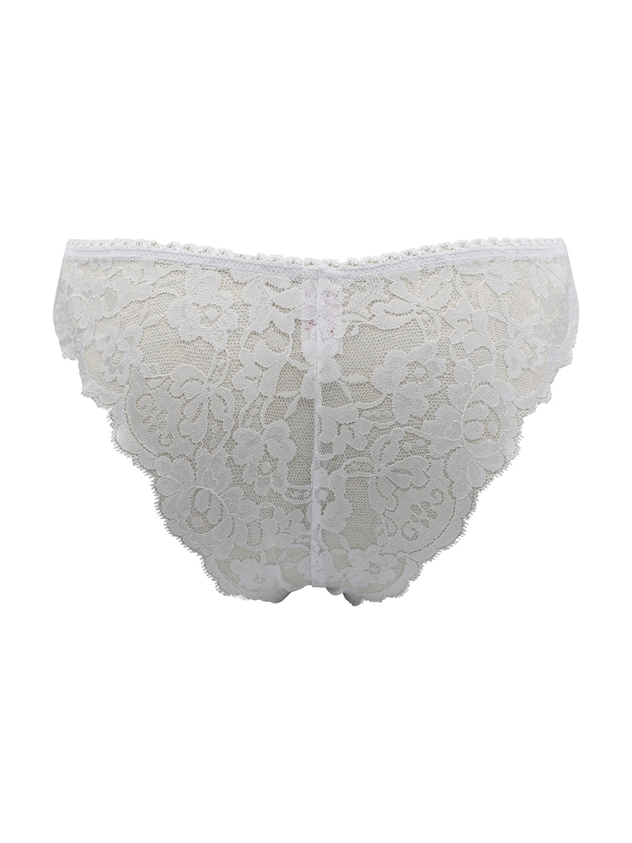 White lace underwear on a white background