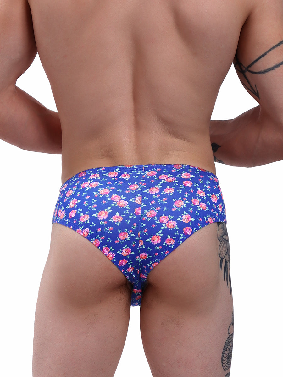 men's navy blue floral penis sleeve panty - XDress UK