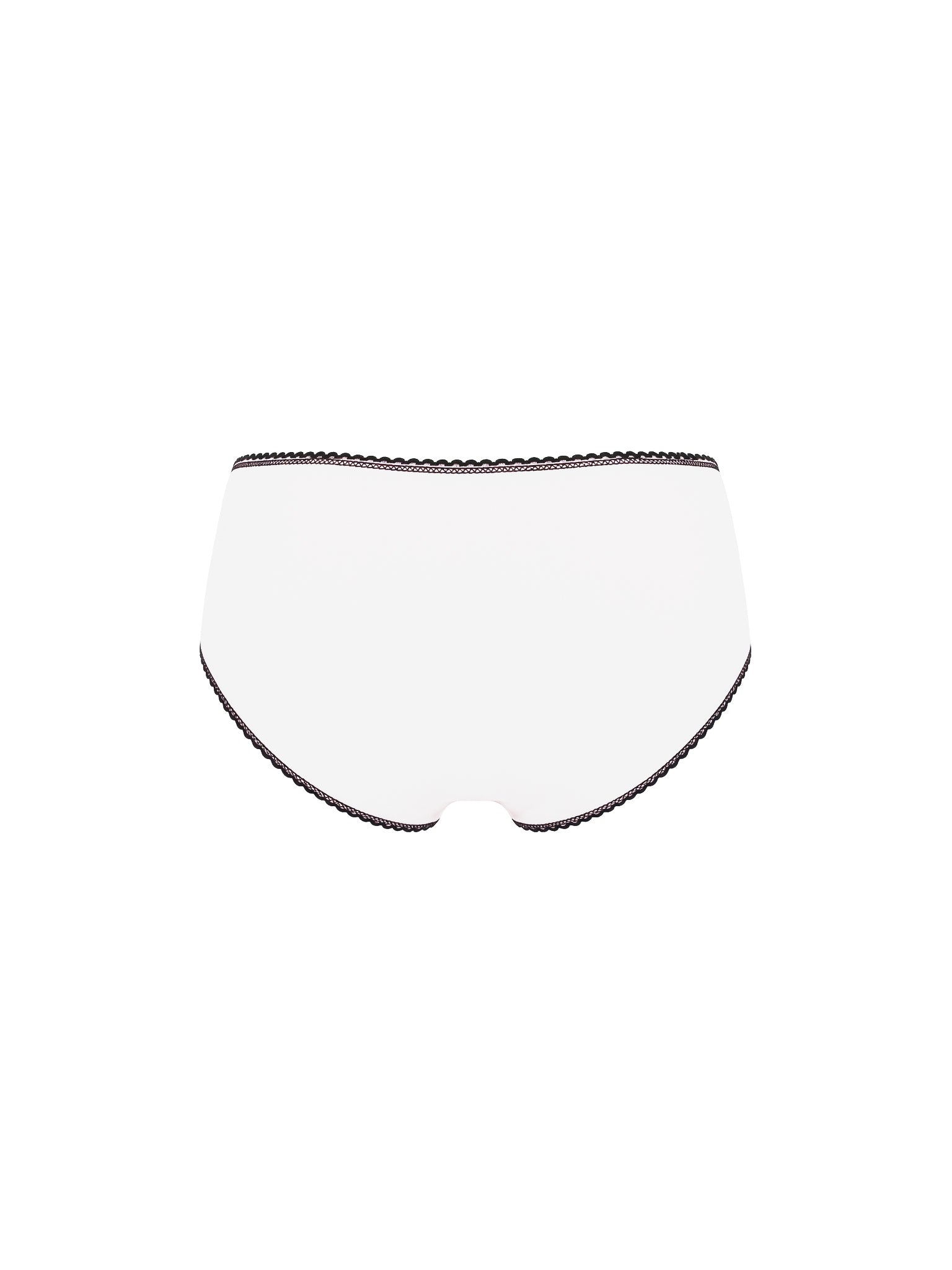 White underwear with a black trim on a white background