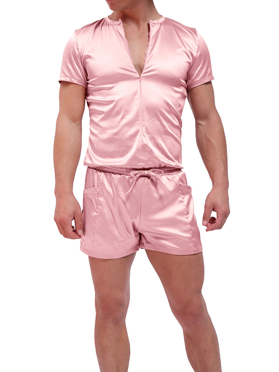 men's pink silk romper - XDress UK
