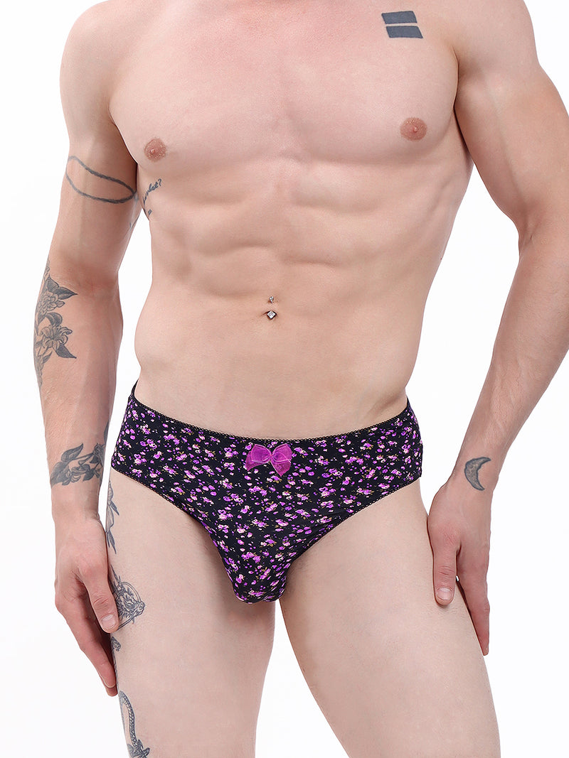 men's purple floral print high waist panty - XDress UK