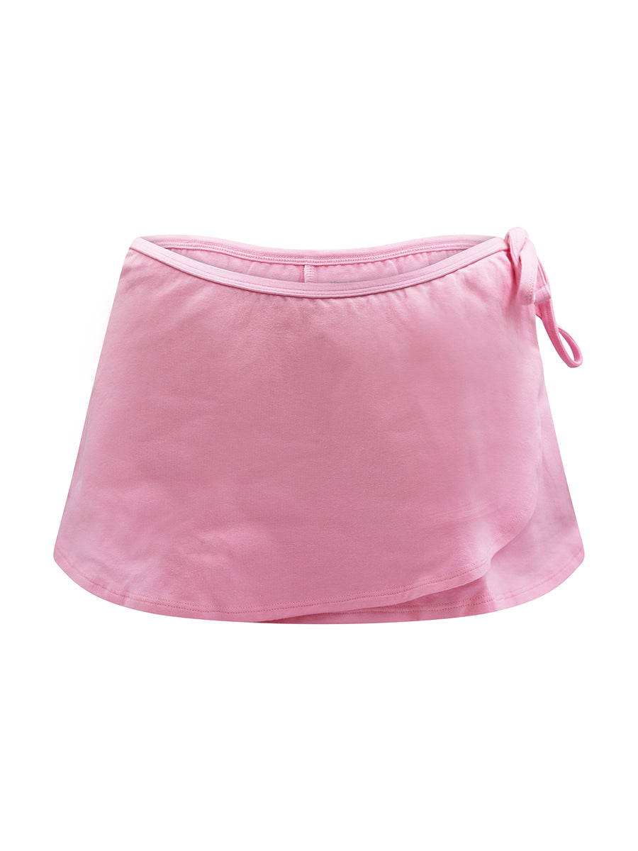Pink skort on a white background.