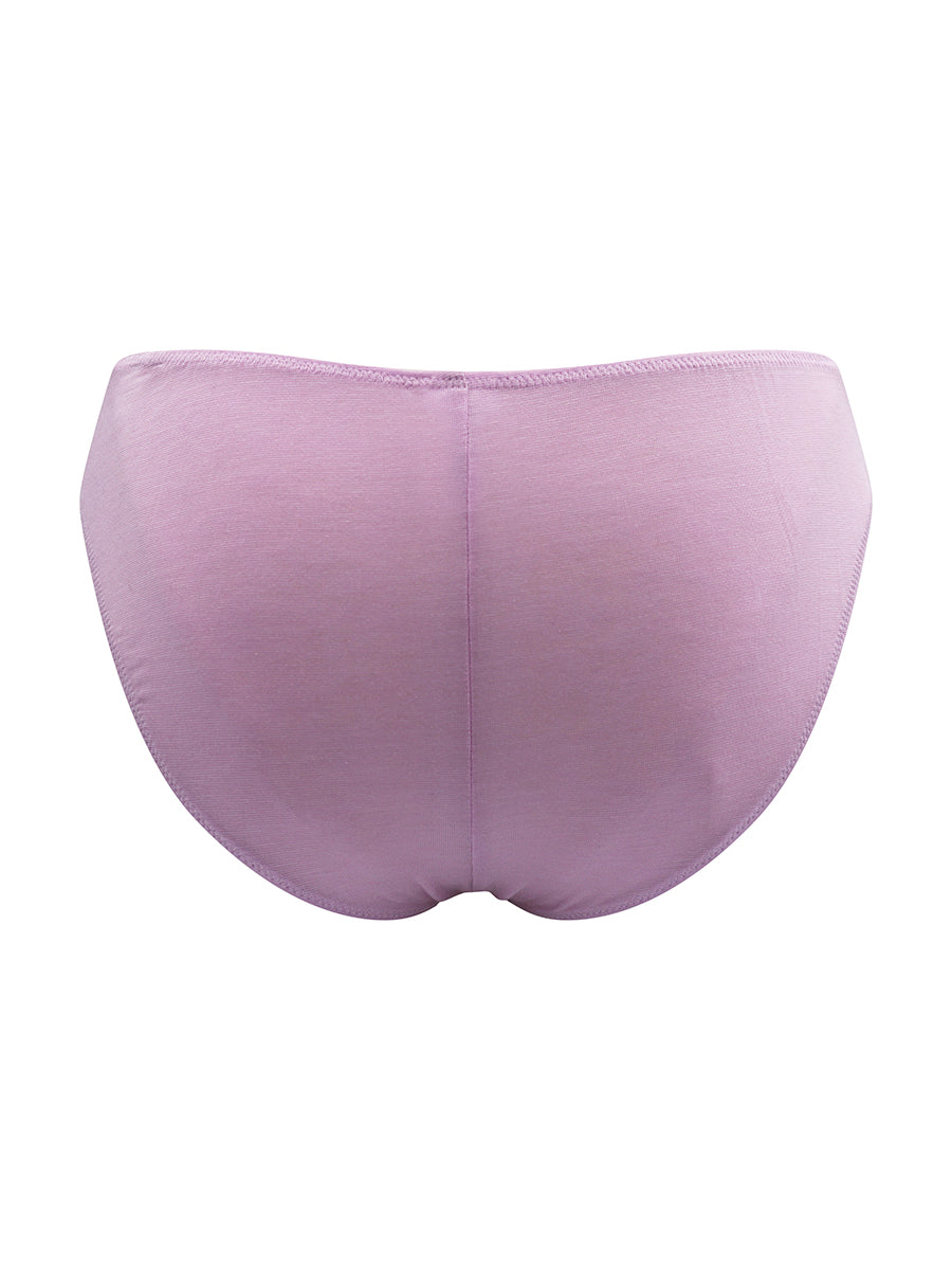 Back view of a pair of purple men's panties, on a white background