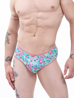 men's aqua floral print hipster panties - XDress UK
