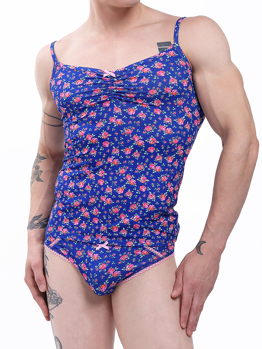 men's navy blue floral print camisole - XDress UK
