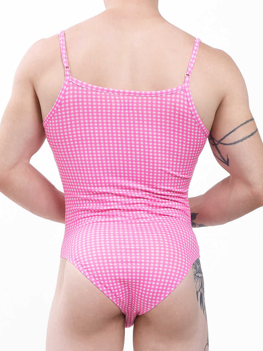men's pink print full back bodysuit - XDress UK