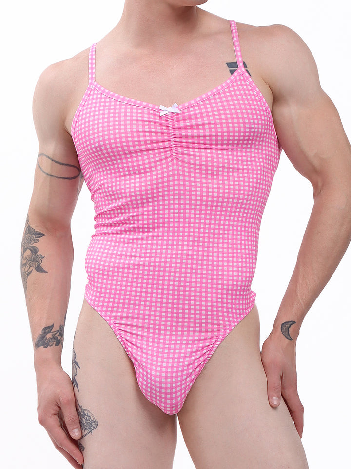 men's pink print thong bodysuit - XDress UK