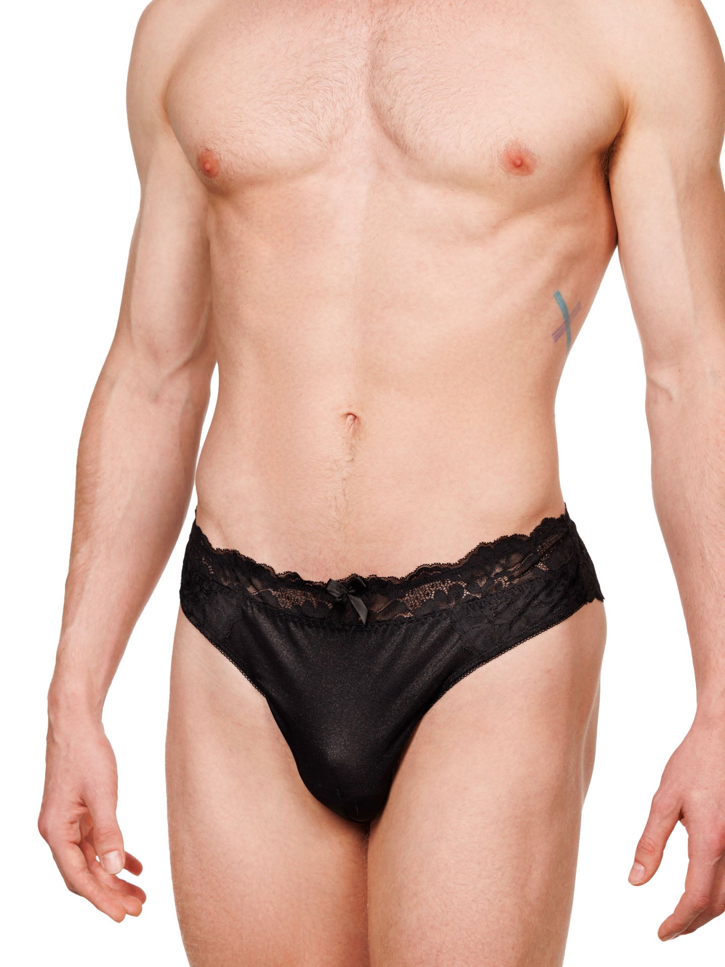 Front view of a male model wearing a Black XDress panty