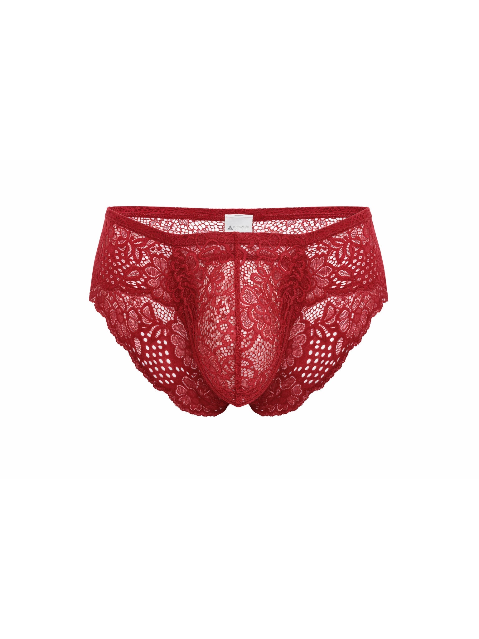 Red lace underwear on a white background
