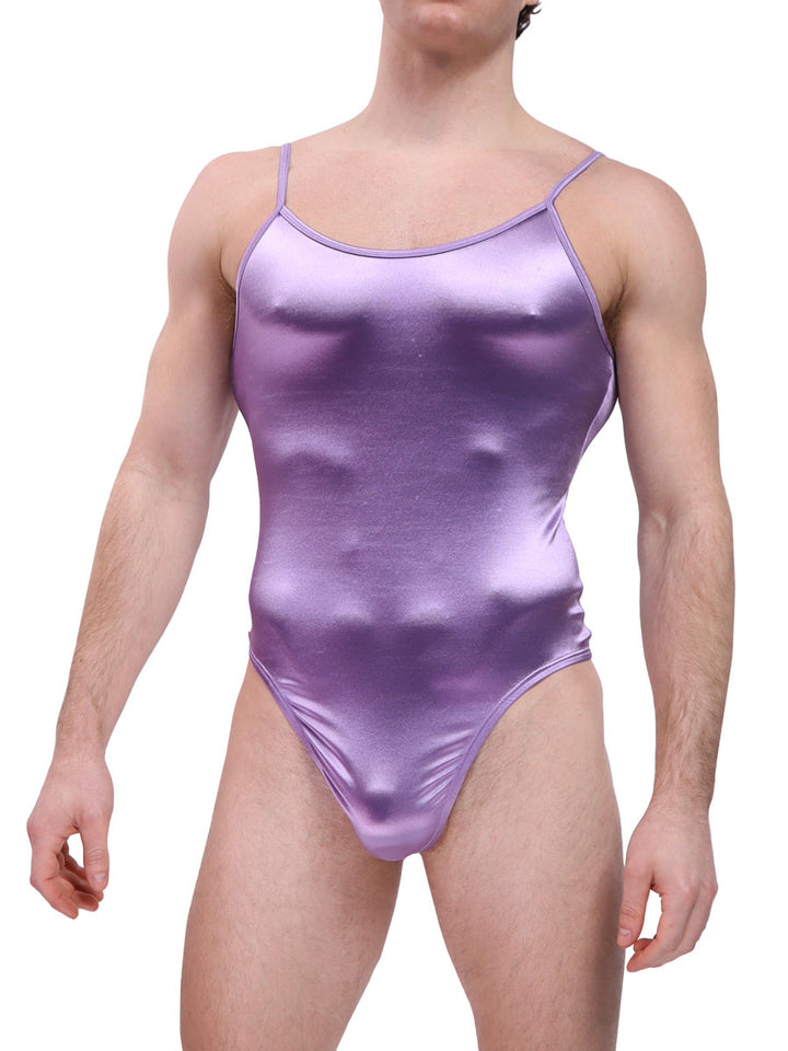 men's purple satin thong bodysuit - XDress UK
