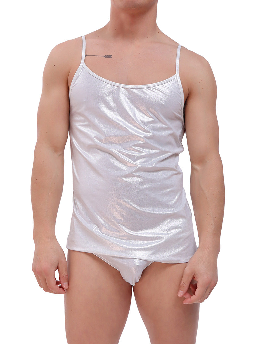 men's silver metallic camisole - XDress UK