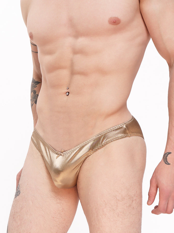 men's gold satin mini panty - XDress UK
