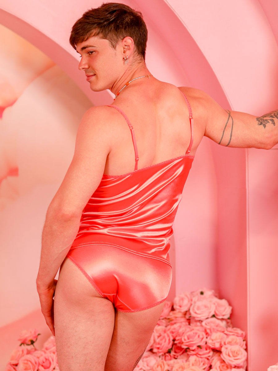 men's pink satin camisole - XDress UK