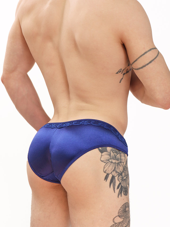 men's navy blue satin and lace panties - XDress UK