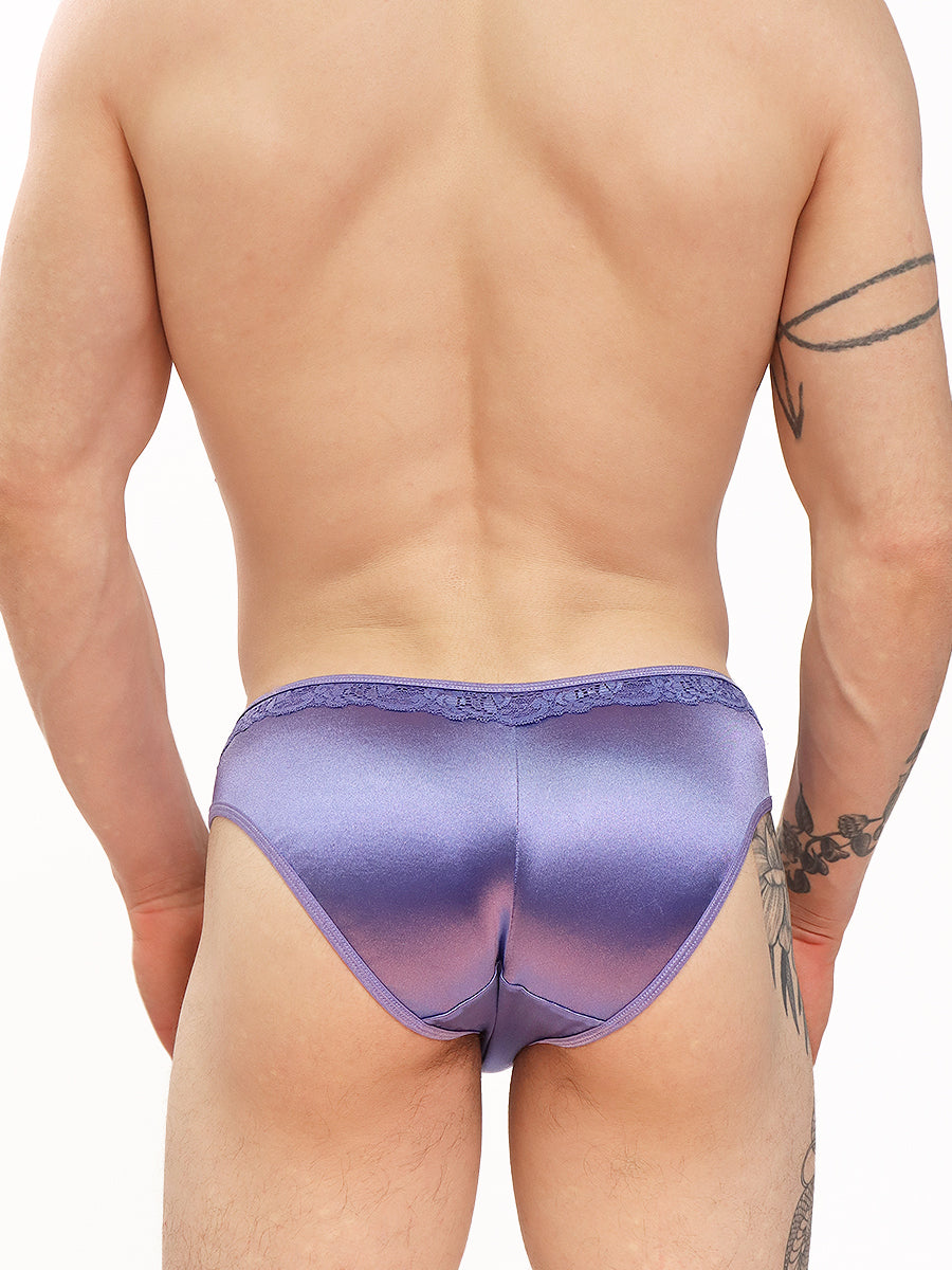 men's purple satin & lace panties - XDress