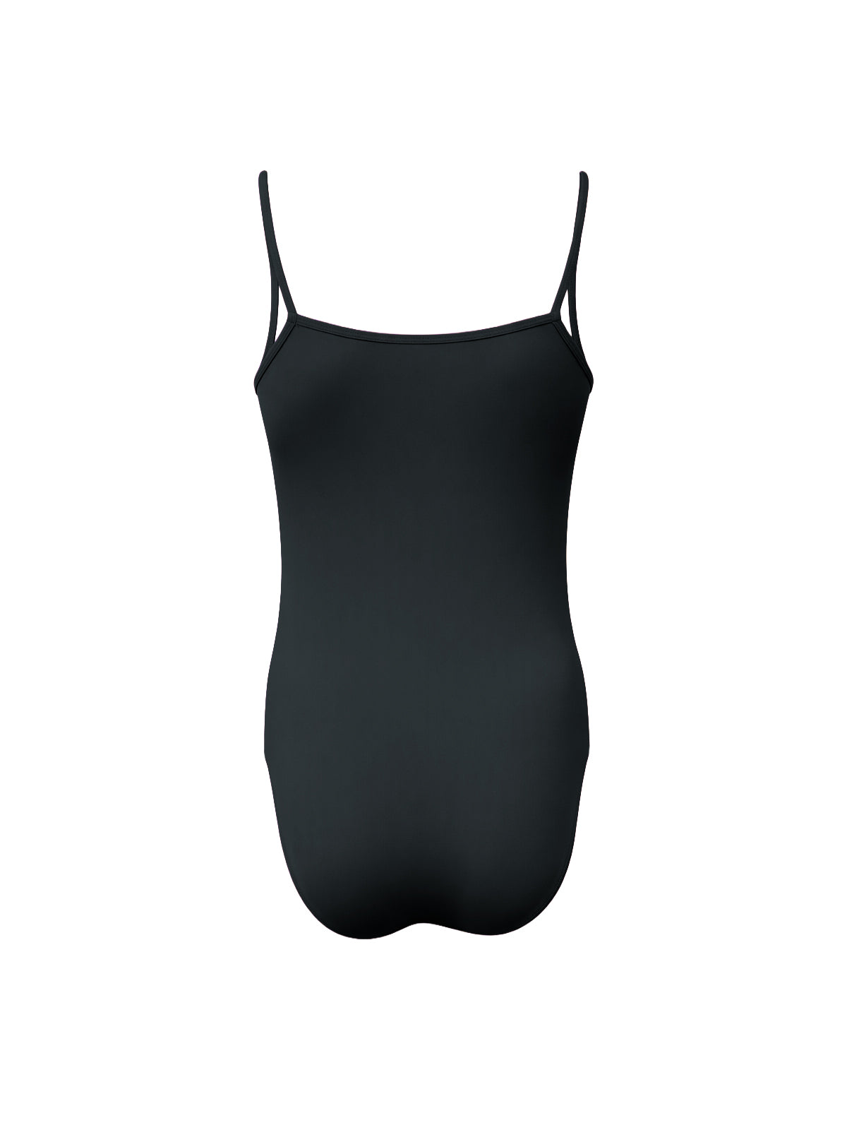 Back view of a black bodysuit on a plain white background.