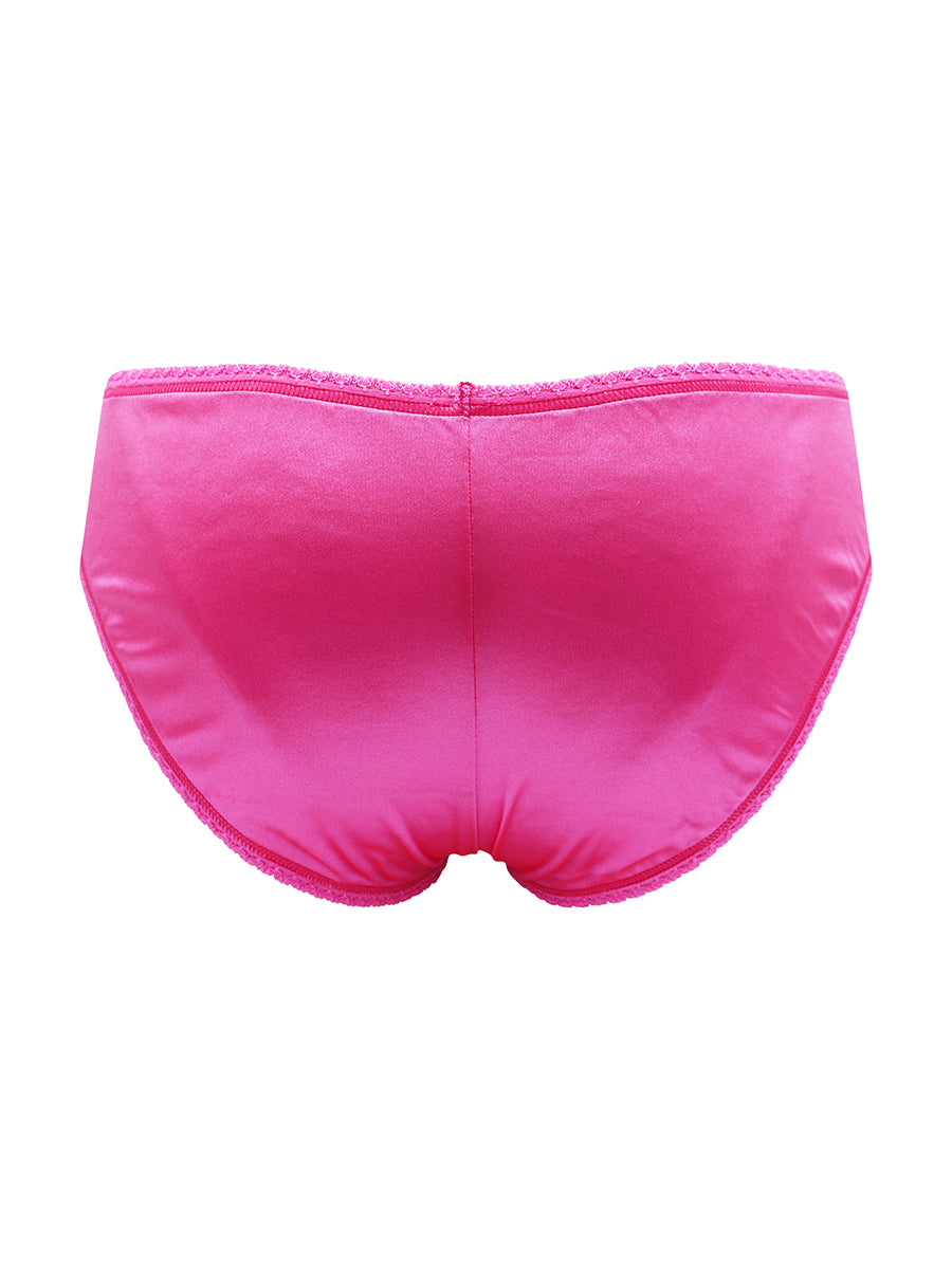 Back view of a bright pink men's panty on a white background.