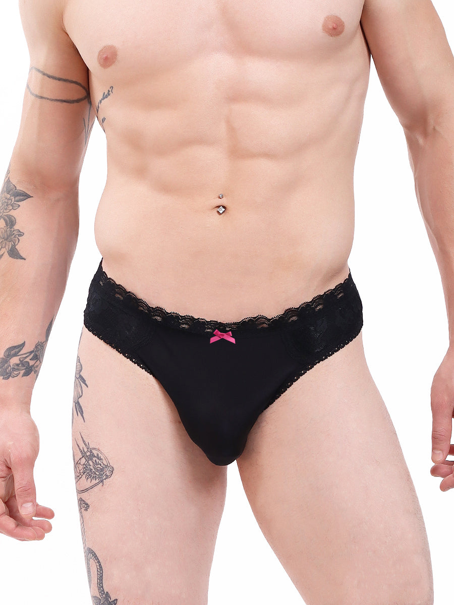 men's black lace brazilian panties - XDress UK