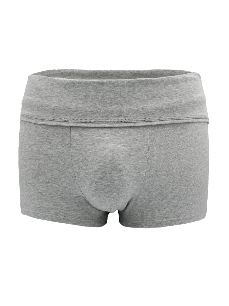 Grey athletic shorts for men on a plain white background