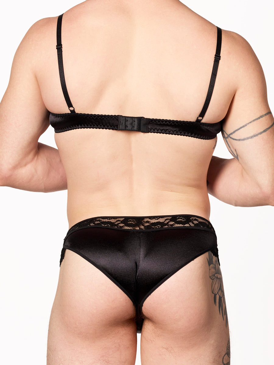 men's black satin bra - XDress UK