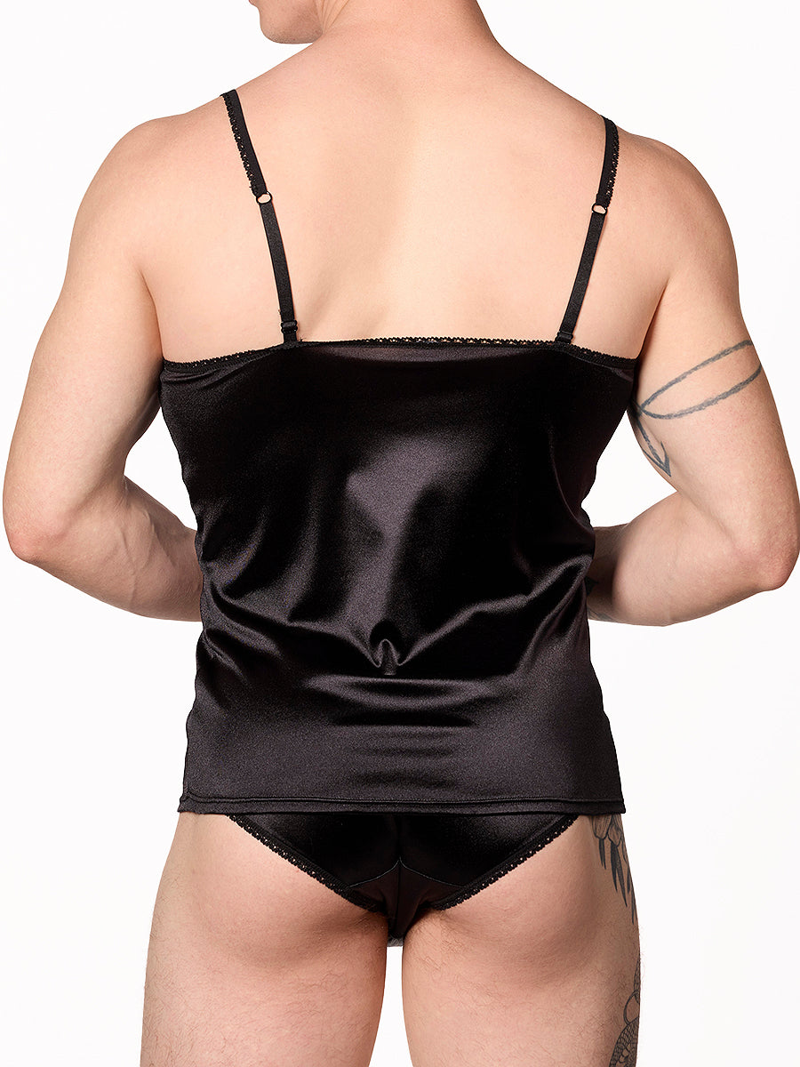 men's black satin camisole - XDress UK