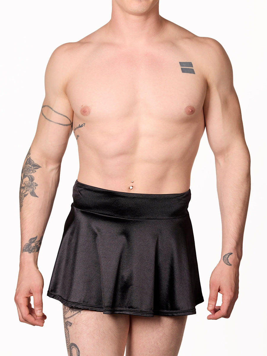 men's black satin mini skirt - XDress UK