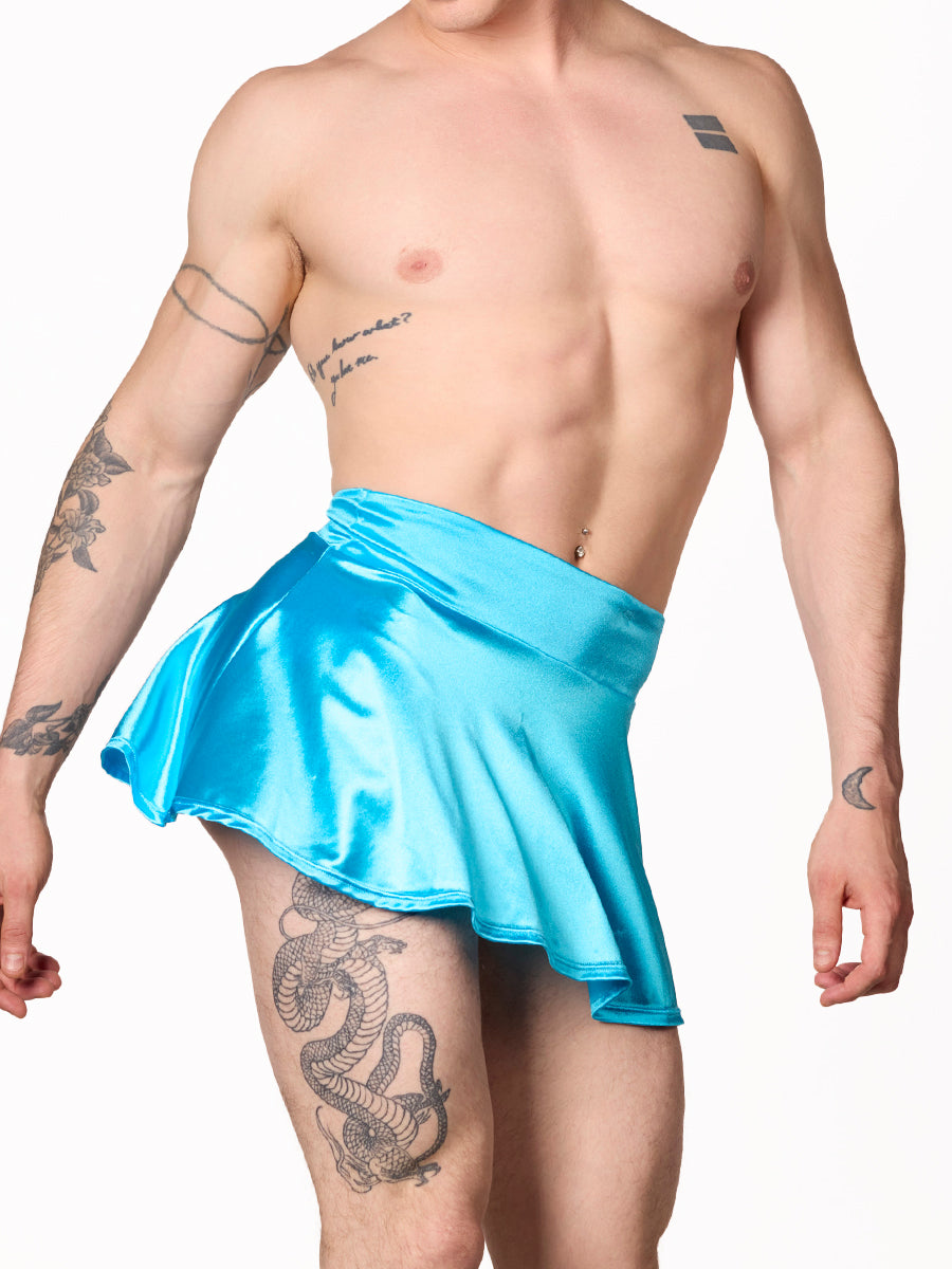 men's blue satin mini skirt - XDress UK