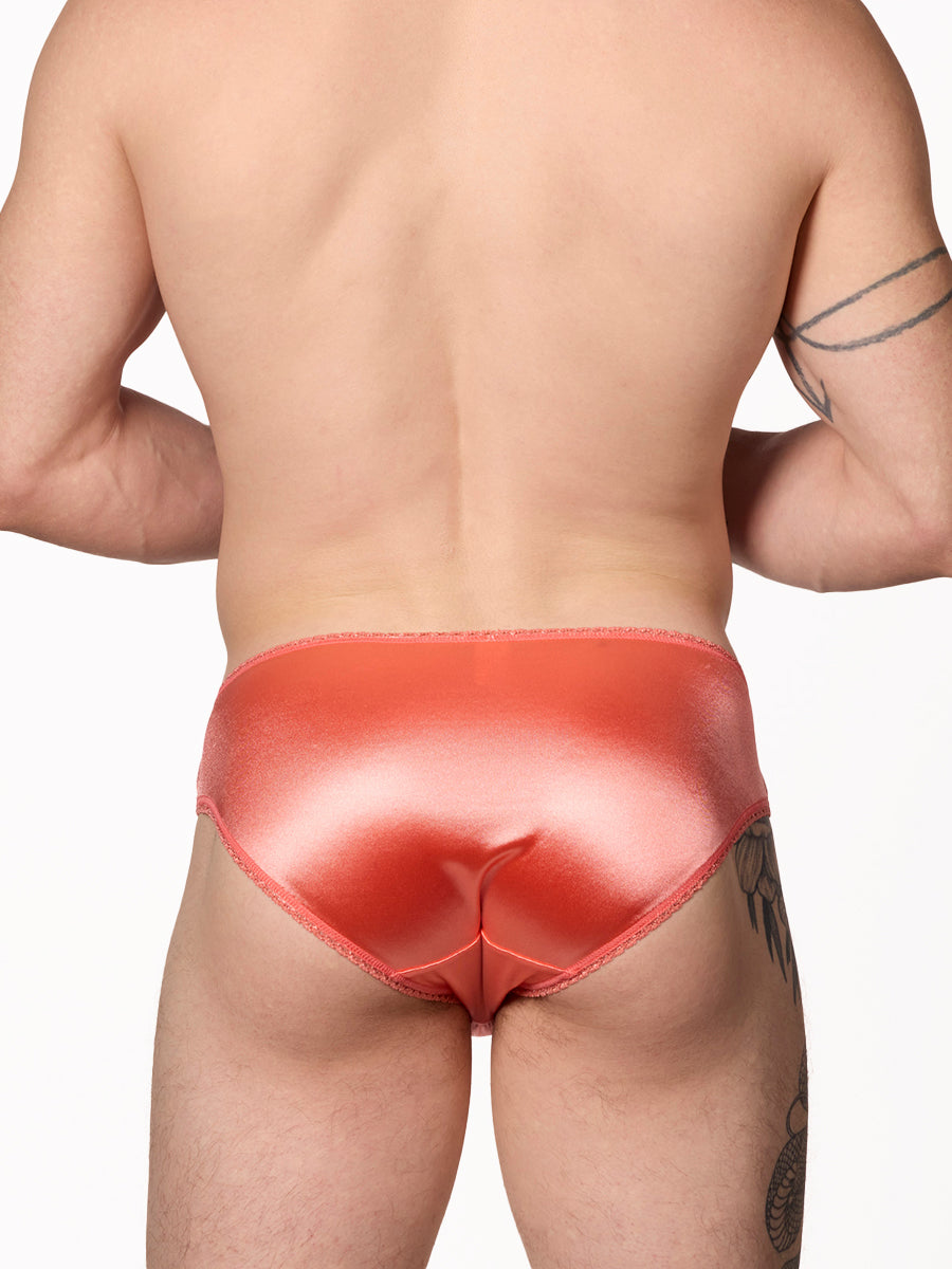 men's peach satin & lace bikini panties - XDress UK