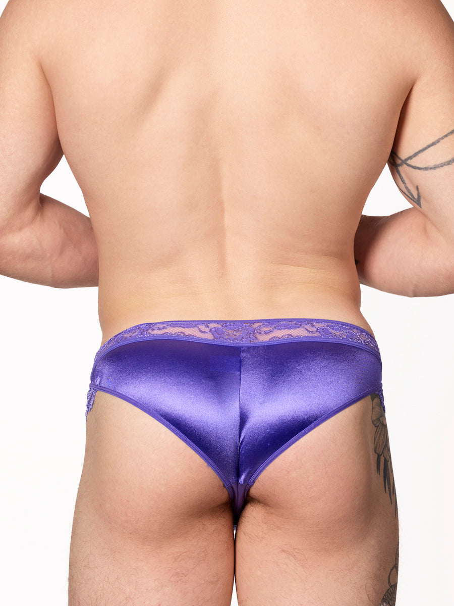 men's purple satin & lacey bikini panties - XDress UK