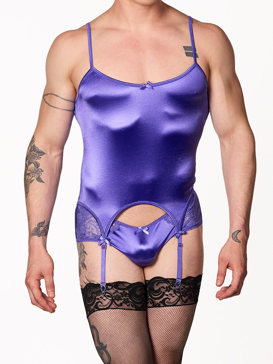 men's purple satin merrywidow - XDress UK