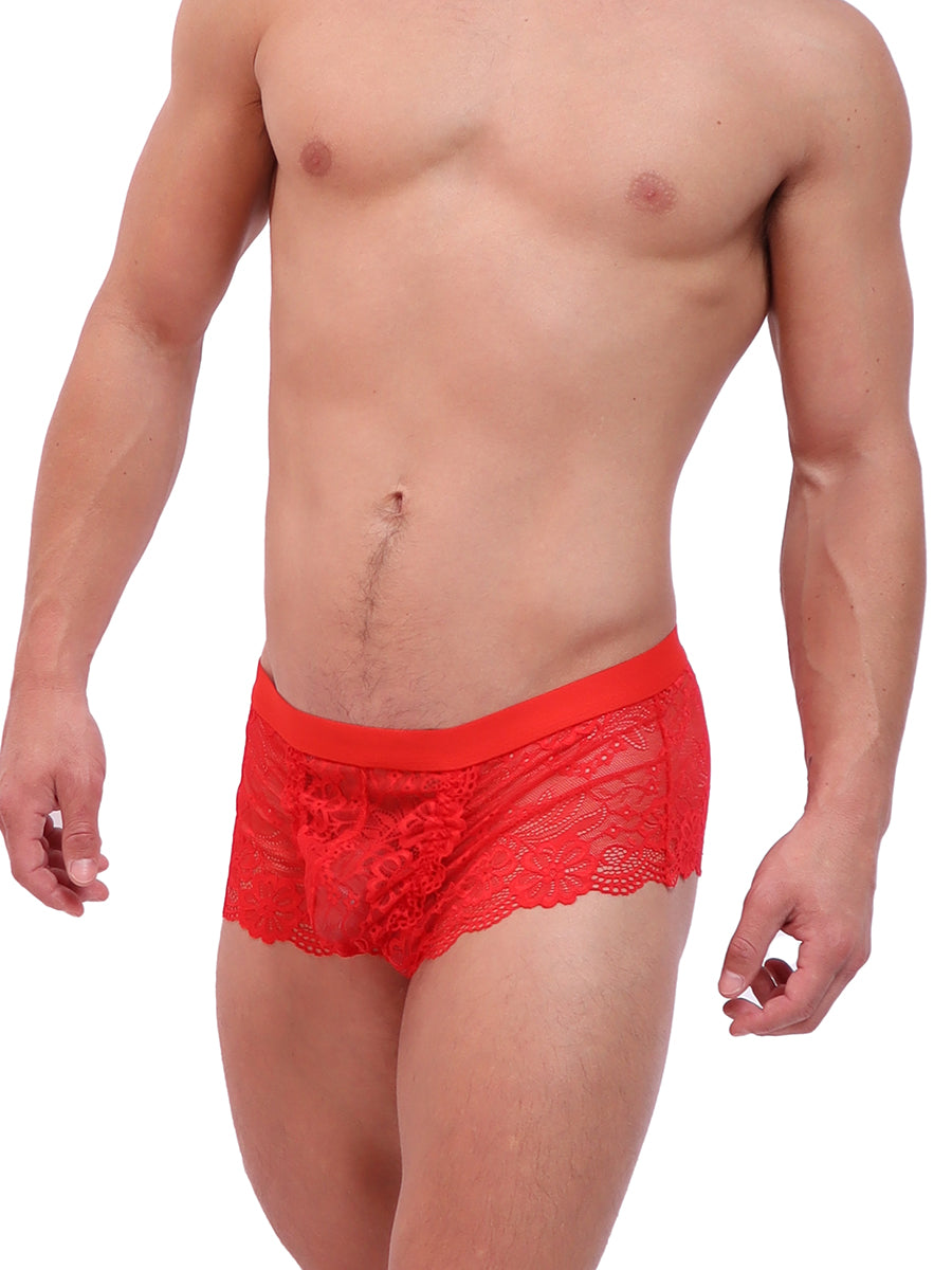 Men's red lace boxer short