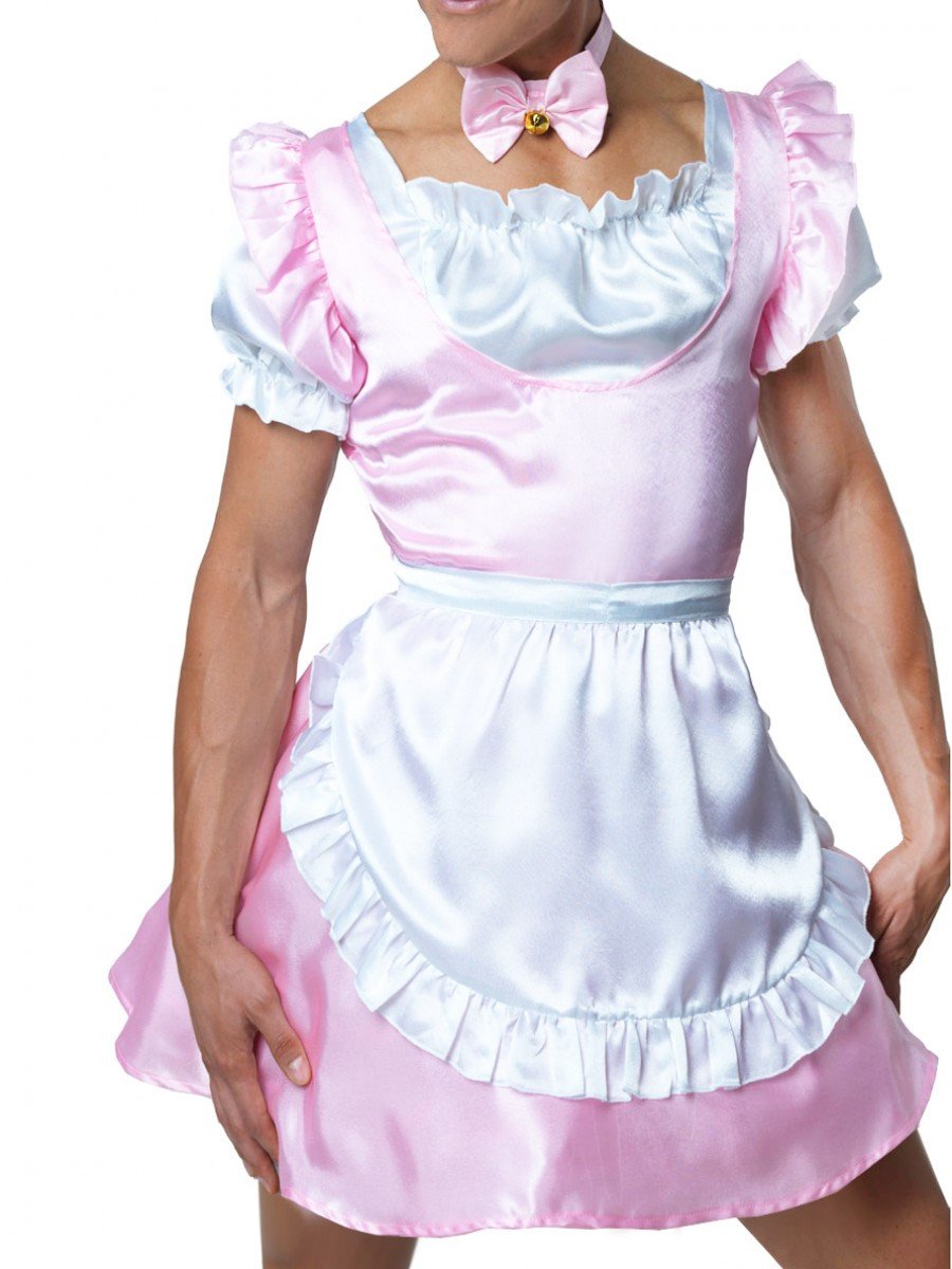 Men's pink french maid fantasy fetish dress