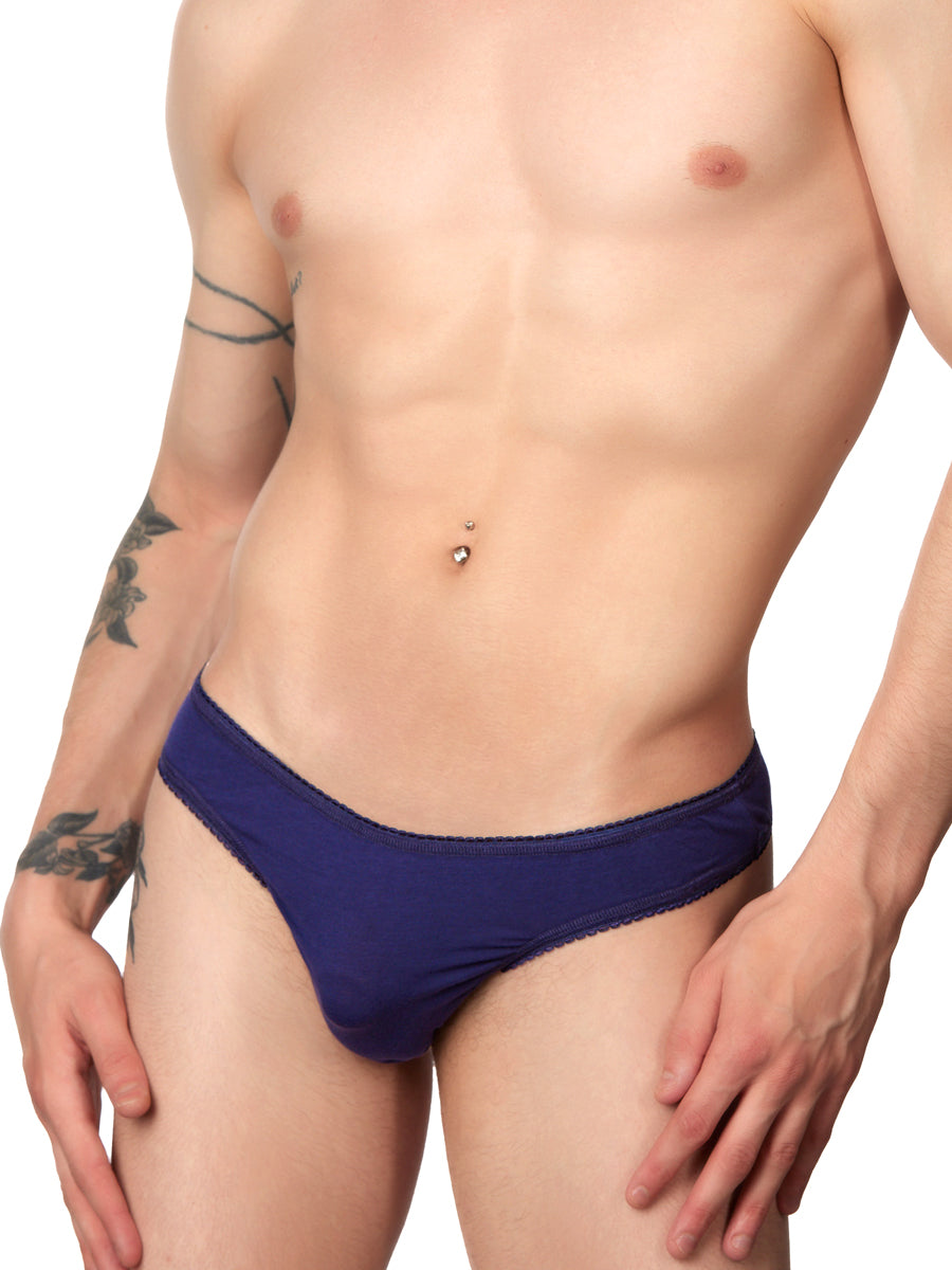 men's blue picot panties thong