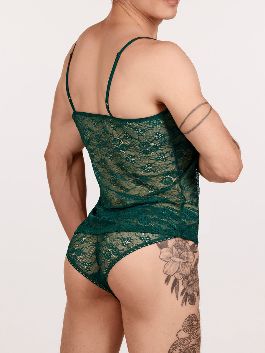 men's green lace camisole - XDress UK