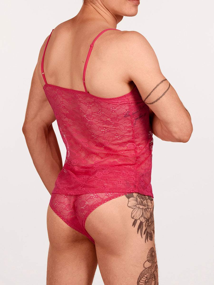 men's pink lace camisole - XDress UK