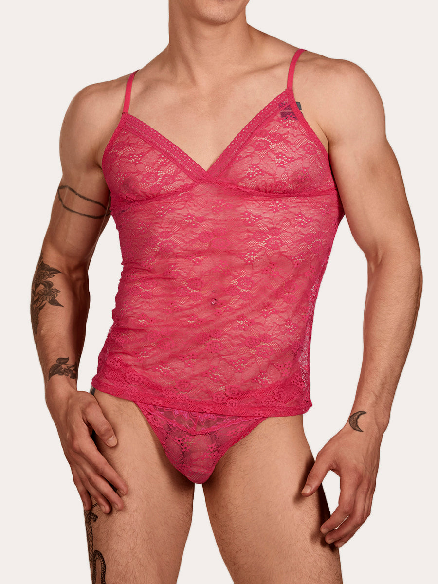 men's pink lace camisole - XDress UK